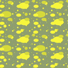 Bright yellow oval abstract spots on khaki background seamless vector pattern