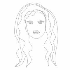 portrait of a girl drawing one continuous line vector