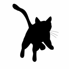 silhouette cat jumping vector, isolated