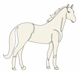 horse drawing one continuous line vector