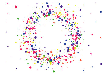 Yellow Frame Circle Background. Fun Square Illustration. Blue Star Decoration. Pattern Confetti Decoration. Green Cartoon Dot.