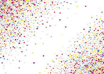 Pink Color Confetti Background. Abstract Star Illustration. Red Dot Event Decoration. Joy Circle Decoration.