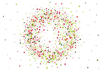 Square Red Decor Illustration. Modern Geometric Frame. Green Explosion Rhombus Texture. Dot Festive Background.