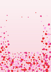 Fototapeta na wymiar Fond Heart Background Pink Vector. Anniversary Backdrop Confetti. Purple Art Frame. Pinkish Heart Bright Texture. Tender Decor Illustration.