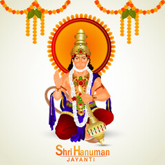 Hanuman jayanti celebration with lord hanuman illustration