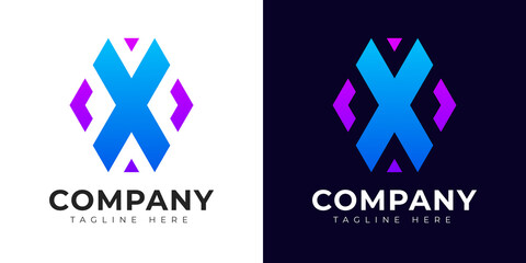 Modern gradient style initial letter x logo design template