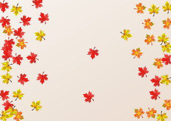 Golden Leaves Background Beige Vector. Foliage Decoration Template. Green Design Plant. Canadian Floral Illustration.