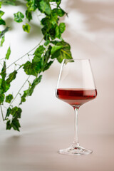 Red wine in a glass isolated on white background, copy space