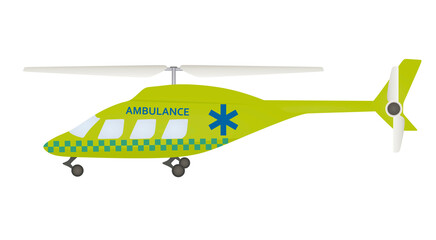 Ambulance flying helicopter. vector illustration