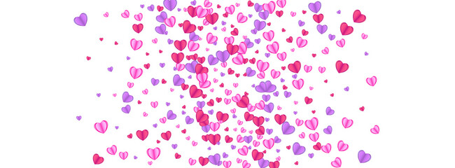 Pink Confetti Background White Vector. Folded Backdrop Heart. Red Romantic Texture. Fond Heart Celebration Illustration. Tender Birthday Frame.
