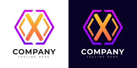 Modern gradient style initial letter x logo design template