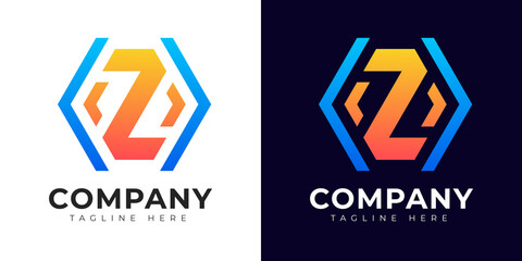 Modern gradient style initial letter z logo design template