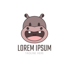 hippo head logo icon illustration