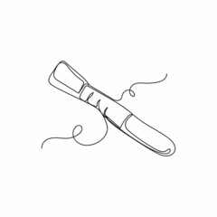 Vector continuous one single line drawing icon of brush cosmetic in silhouette on a white background. Linear stylized.