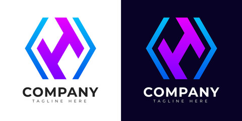Modern gradient style initial letter h logo design template