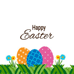 Vector spring flat happy easter day celebration design with colorful painted easter egg