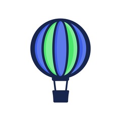 silhouetter hot air balloon flying across the world vector illustration design