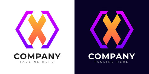 Modern gradient style initial letter x logo design template