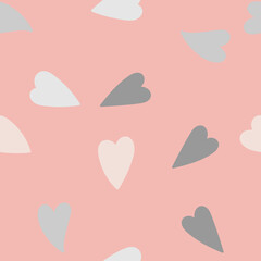 Cute hearts seamless pattern. Delicate background in the Scandinavian style. Vector illustration for design, postcards, baby clothes, gift paper, fabric.