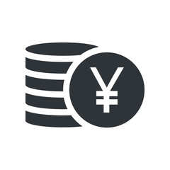 Japanese yen coin stack icon. Money yuan black symbol. Business payment concept. Vector isolated on white	