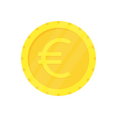 Coin yellow icon. Money euro gold symbol. Payment sign. Vector isolated on white