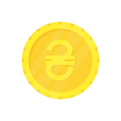 Coin icon. Ukrainian hryvnia currency symbol. Vector isolated on white