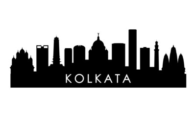 Kolkata skyline silhouette. Black Kolkata city design isolated on white background.