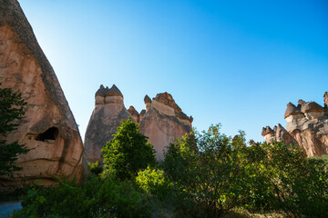 Fototapeta na wymiar Fairy Chimneys or Peri Bacalari in Pasabagi Open Air Museum in Cappadocia