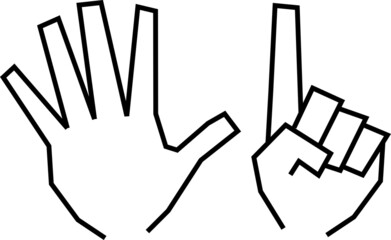 角張った手のでつくるハンドサイン　数の表現素材