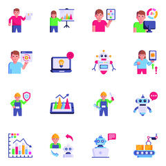 Pack of Business and Management Flat Icons 