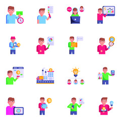 Set of Business Management Flat Icons