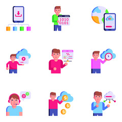 Unique Flat Icons of Storage Services 