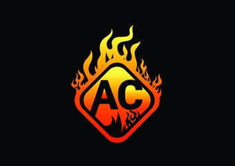 Fire AC Letter Logo And Icon Design Template