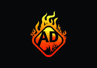 Fire AD Letter Logo And Icon Design Template
