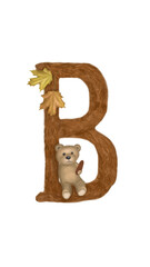 Letter B. The original children's autumn alphabet with a wonderful teddy bear, which learns the letters with the baby. Great choice for holiday decorations, children's cards, presentations or textbook