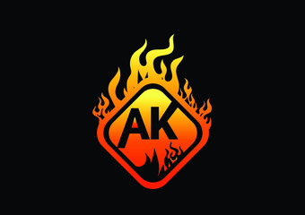 Fire AK Letter Logo And Icon Design Template