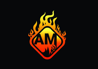 Fire AM Letter Logo And Icon Design Template