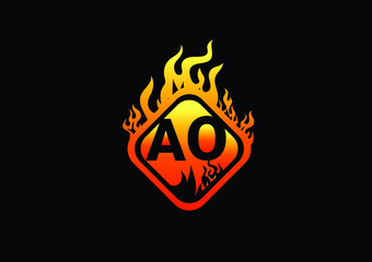 Fire AO Letter Logo And Icon Design Template
