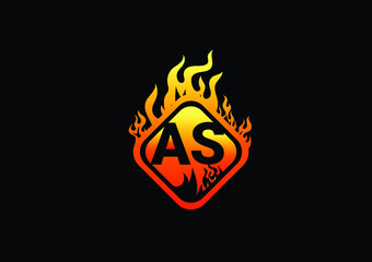 Fire AS Letter Logo And Icon Design Template