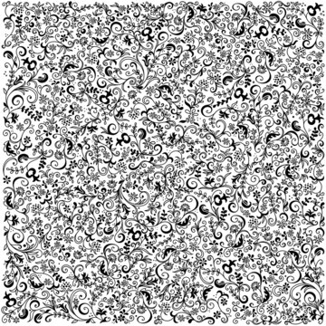 Ethnic ornament, floral background, raster, black on a white background