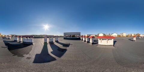 full seamless spherical hdri panorama 360 degrees on roof of building covered with roofing material...