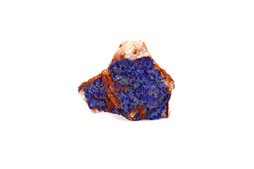 Macro mineral stone Malachite and Azurite against white background