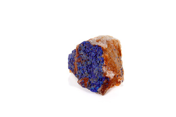 Macro mineral stone Malachite and Azurite against white background