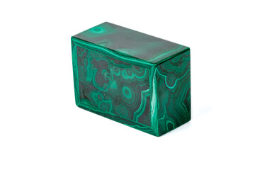 macro.malachite boxes on white background