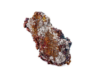 Macro mineral stone  Chalcopyrite on a white background
