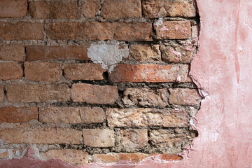 Brown brick block wall. Old city wall in Nakhon Si Thammarat city