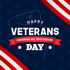Naklejka premium Happy Veterans Day - Honoring all who served Greeting Card Vector illustration.