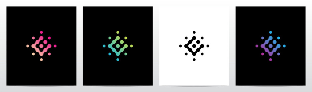 Connection Dots Rotate Letter Logo Design C