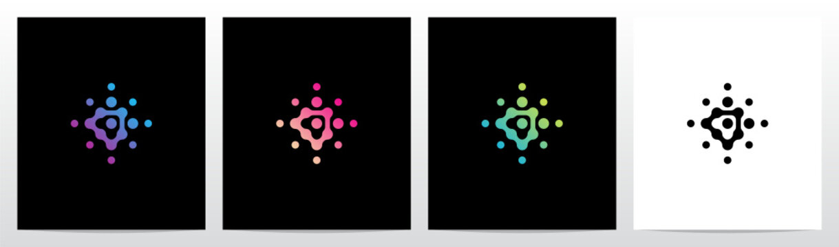 Connection Dots Rotate Letter Logo Design D