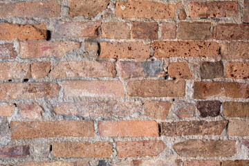 Brown brick block wall. Old city wall in Nakhon Si Thammarat city